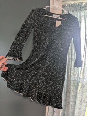 Urban Outfitters Black Mini Dress with White Flowers